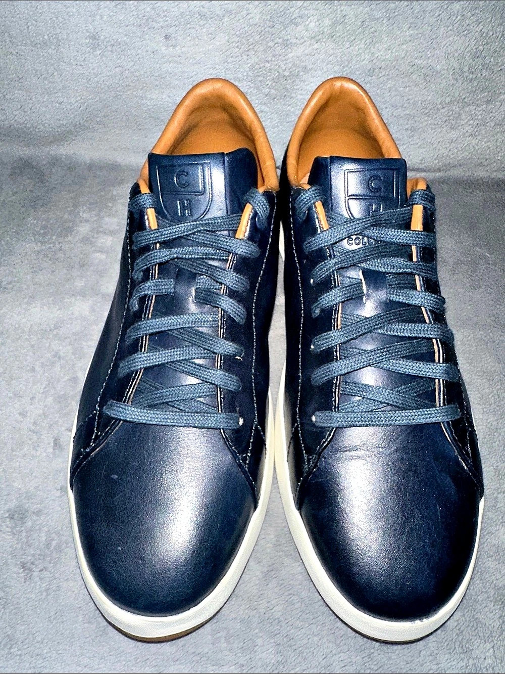 Men’s Cole Haan Grand Pro Lightweight Casual Leather Sneakers Navy Blue Size 8